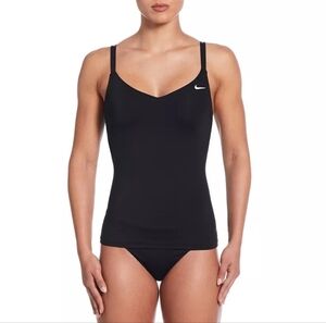 Nike Essential V-Neck Black Tankini Swim Top Size Small